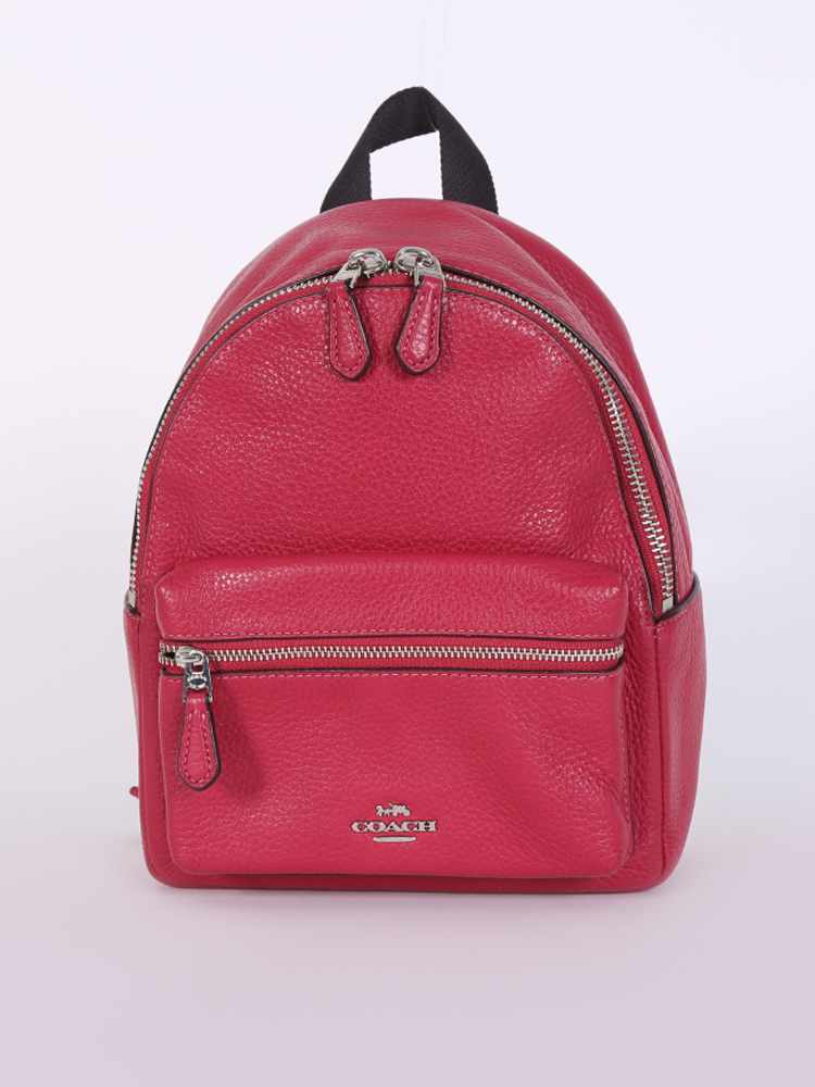 Coach Charlie Mini Pebble Leather Backpack Hot Pink www.luxurybags.eu