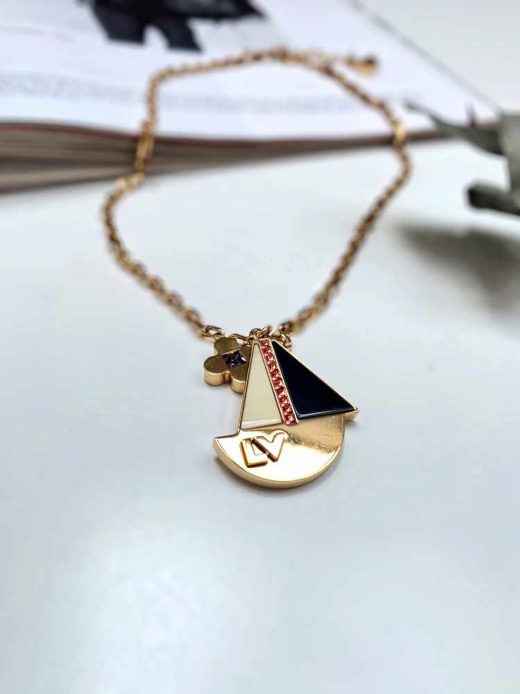 Louis Vuitton Goldtone Metal/Crystal Float Your Own Boat Necklace