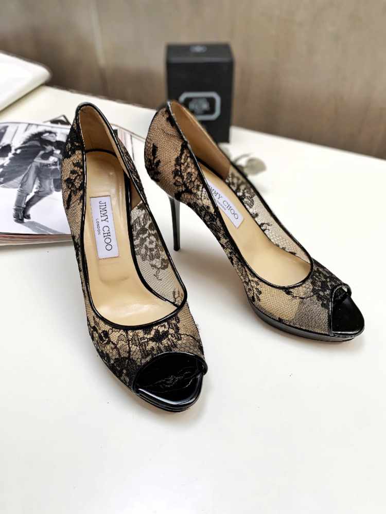 Peep Toe Jimmy Choo Luna Lace Preto Tam.40 – Peguei Bode