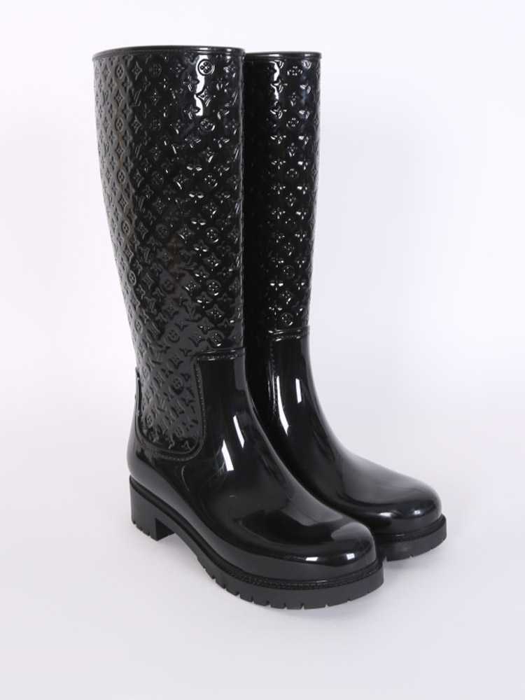 Louis Vuitton Black Monogram Rubber Splash Rain Boots Size 40
