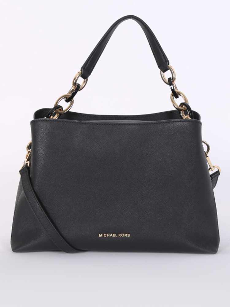 Michael Kors Portia Large Saffiano Leather Shoulder Bag Black www.luxurybags.eu