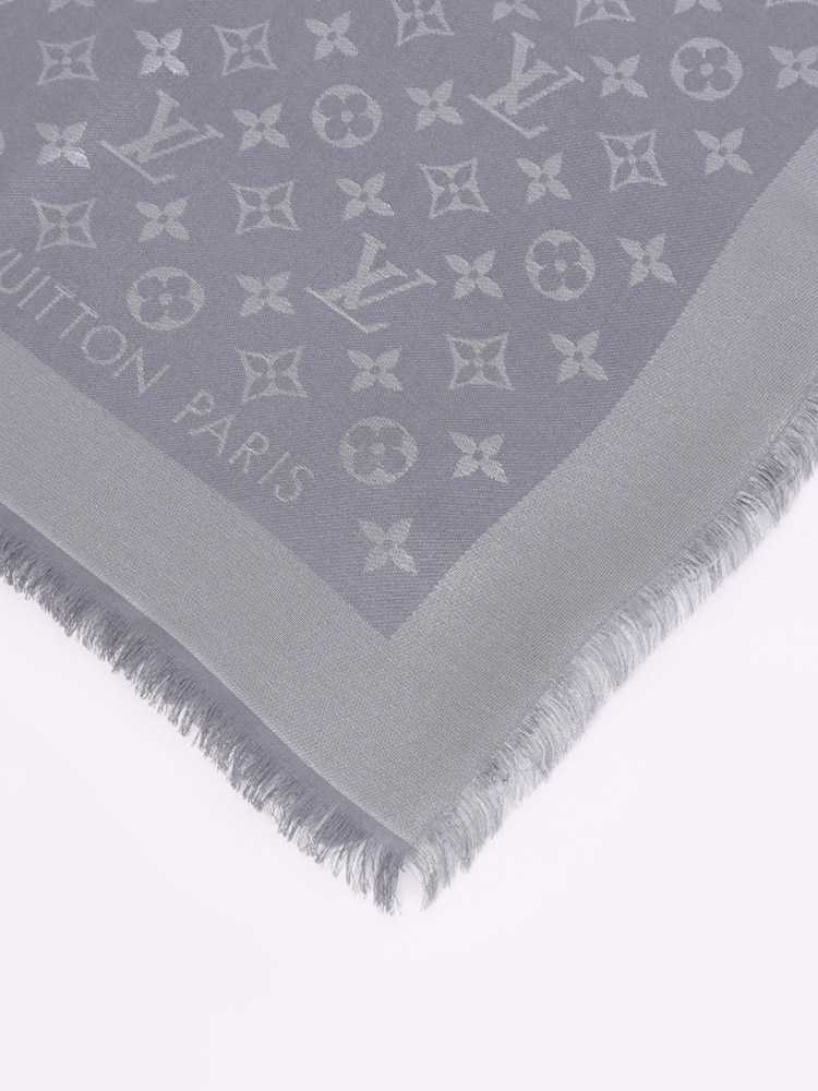 Louis Vuitton charcoal gray monogram shine shawl scarf, Bare