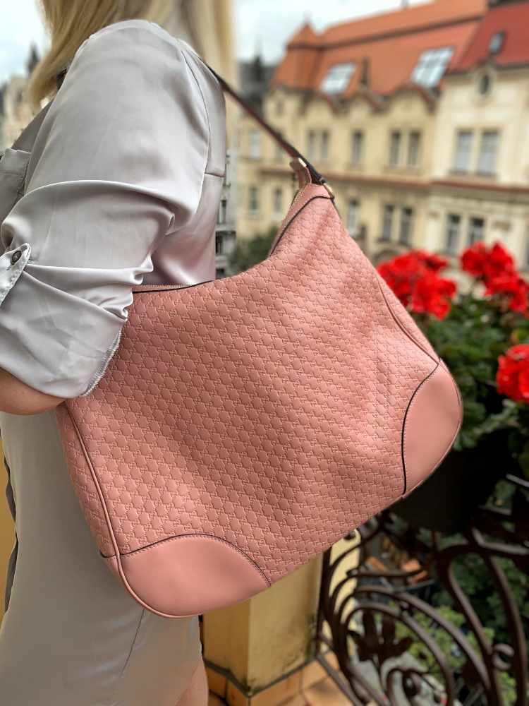 Gucci Bree Guccissima Leather Top Handle Bag Pink