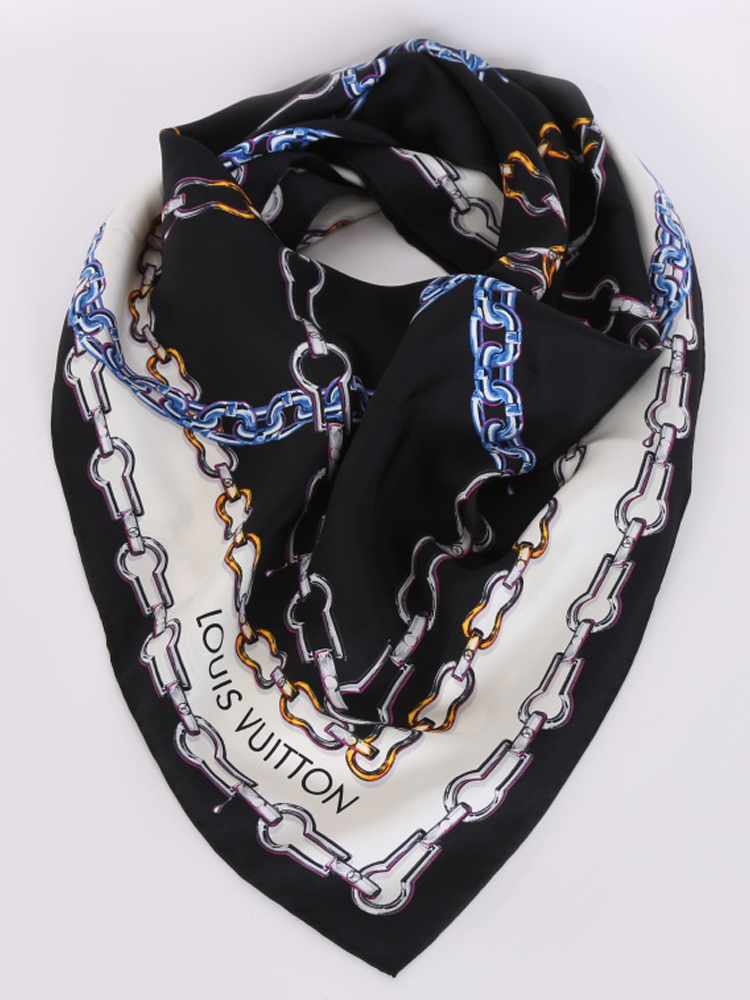 Louis Vuitton - Chain Print Silk Scarf Black/White