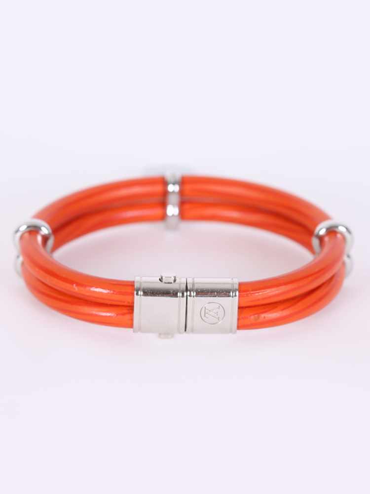 LOUIS VUITTON Patent Fleur Double Wrap Bracelet Orange 81616