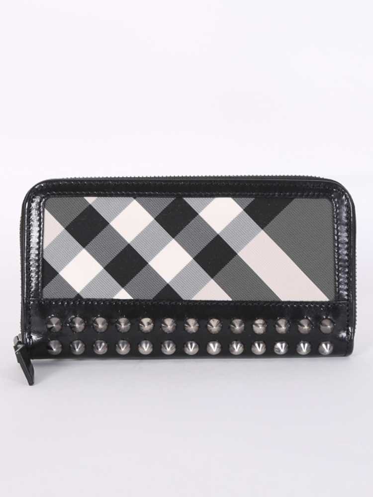 Burberry - Studded Beat Check Zip Around Wallet Black 