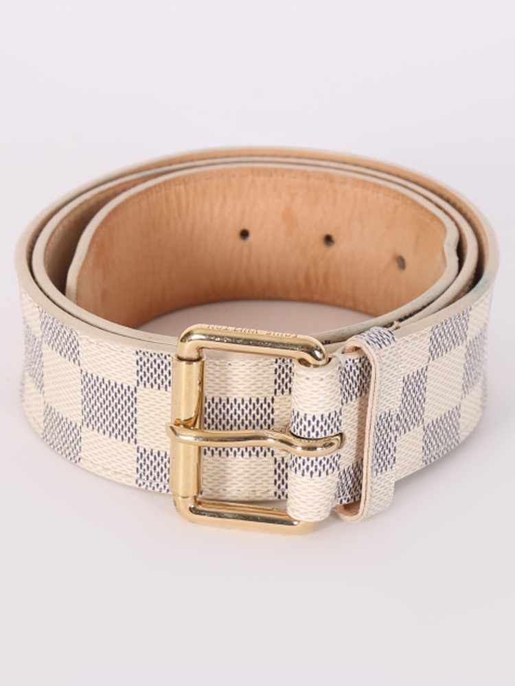 louis vuitton white belt gold buckle