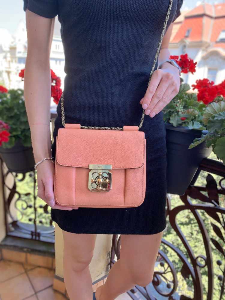 Chloe Elsie Small Leather Shoulder Bag Salmon www.luxurybags.eu