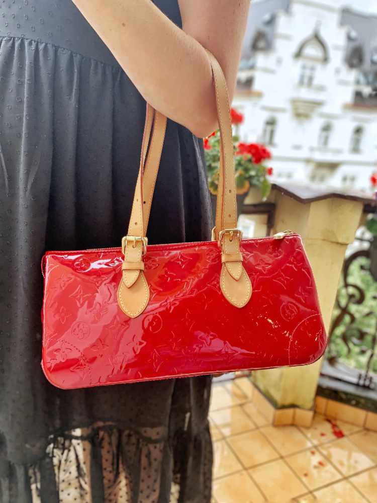 Louis Vuitton Rosewood Avenue Pearl Vernis Monogram Leather Shoulder Bag