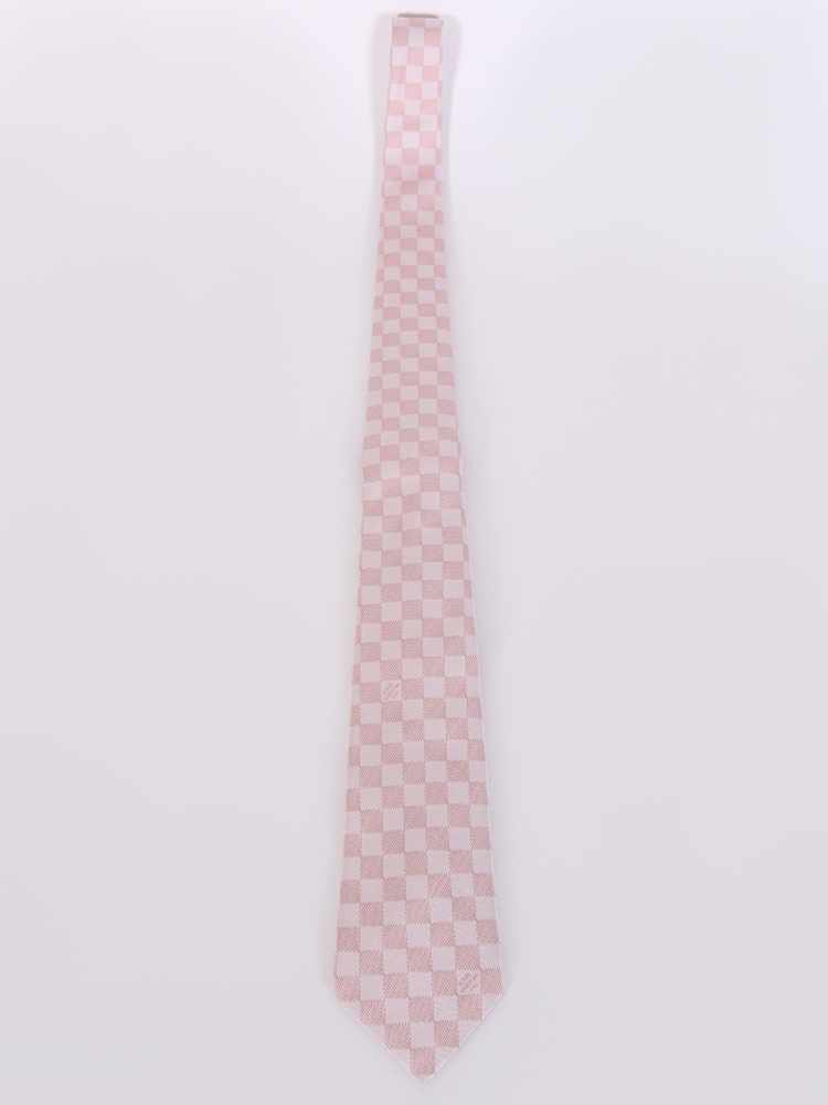 Authentic Louis Vuitton Tie Lv Regimental Pattern Silk Light Pink