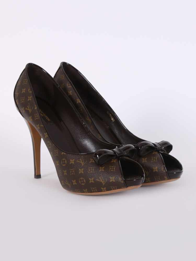 Louis Vuitton Monogram Canvas Open Toe Malibu Pumps Size 8.5/39