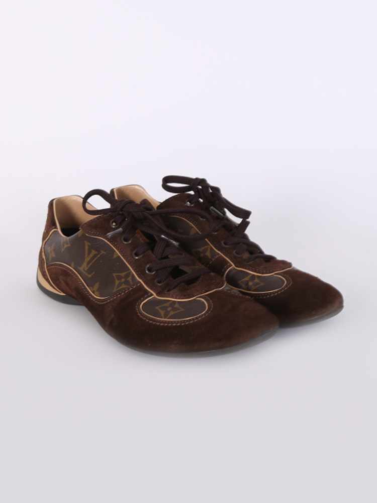 Louis Vuitton Brown Suede And Monogram Canvas Energie Sneakers Size 38.5 at  1stDibs