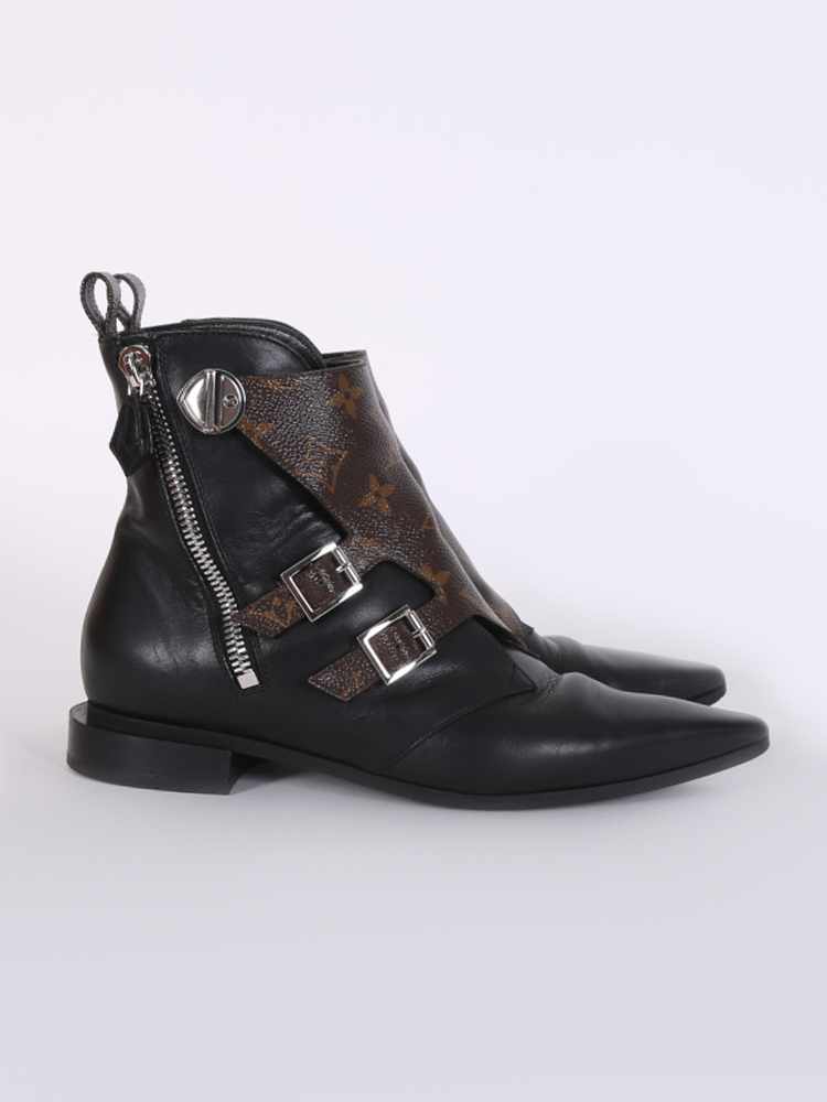 Louis Vuitton Black leather ankle boots EU37 ref.259961 - Joli Closet