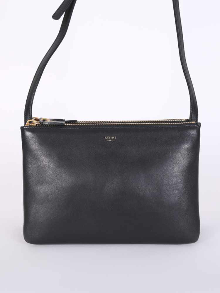 Celine Trio Smooth Lambskin Shoulder Bag Black www.luxurybags.eu