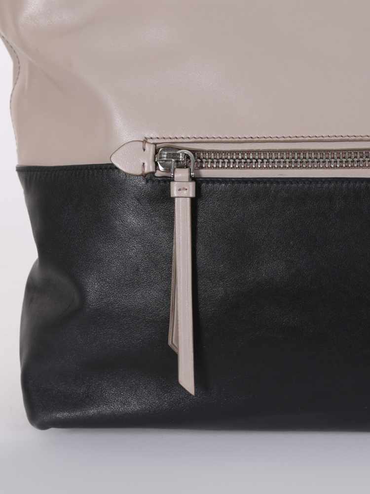 Miu Miu - Vitello Soft Front Pocket Shopping Tote Light Grey/Black