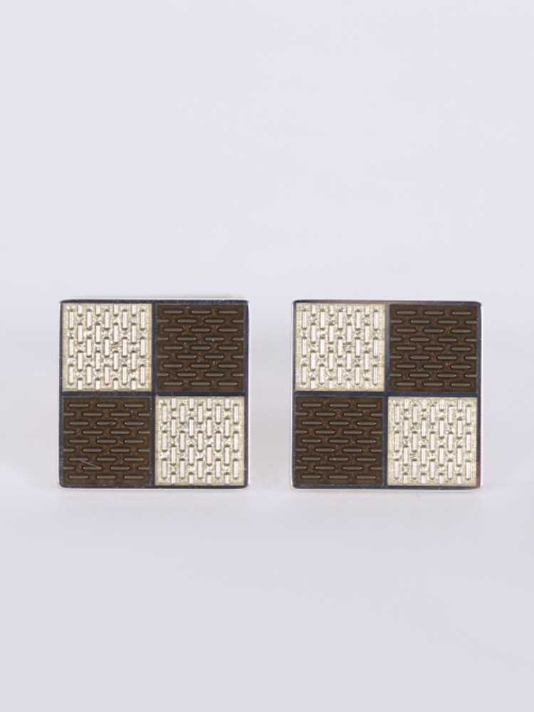 Louis Vuitton M64193 Damier Cufflinks Silver Black Square Logo Men's  Accessory