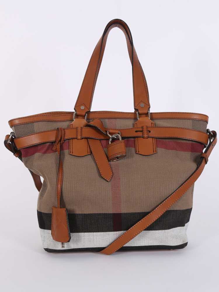 Burberry - Padlock Canvas Check Shoulder Bag Brown 