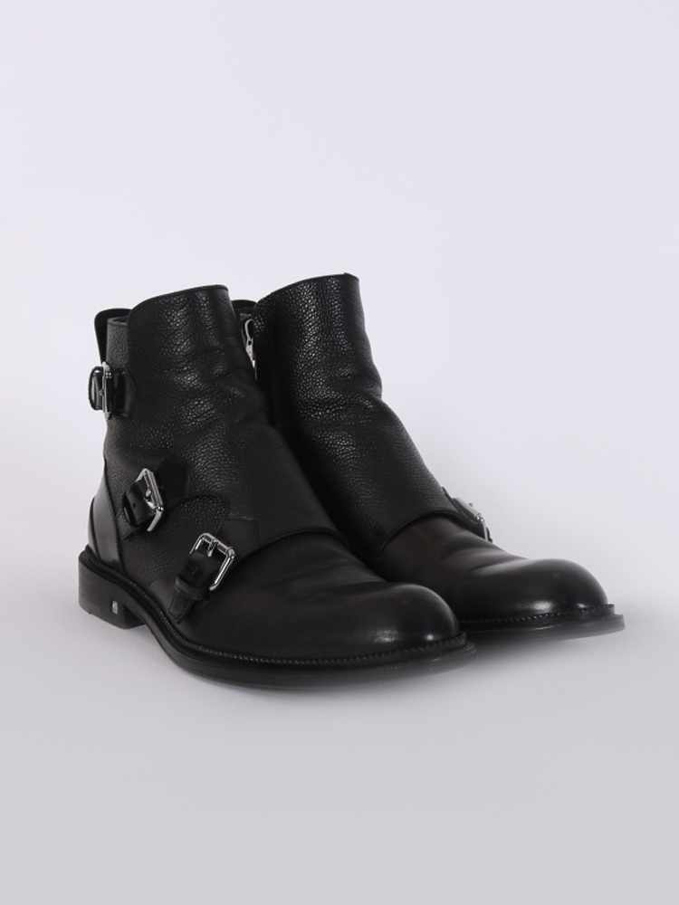 Men's LOUIS VUITTON Size 11.5 Black Epi Leather Buckle Strap Ankle Boots at  1stDibs