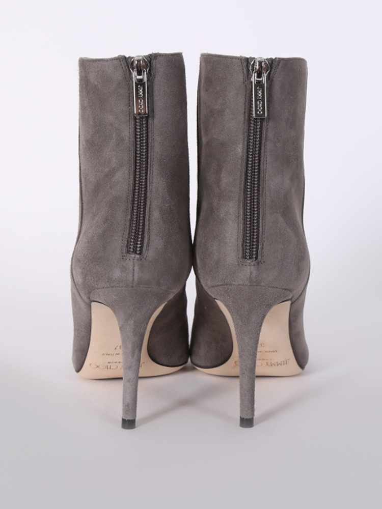 Jimmy Choo Duke 85 Suede Heel Ankle Boots Grey Taupe Grey 37 www.luxurybags.eu