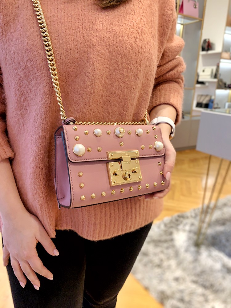 Gucci Padlock Medium Studded Leather Shoulder Bag Pink www