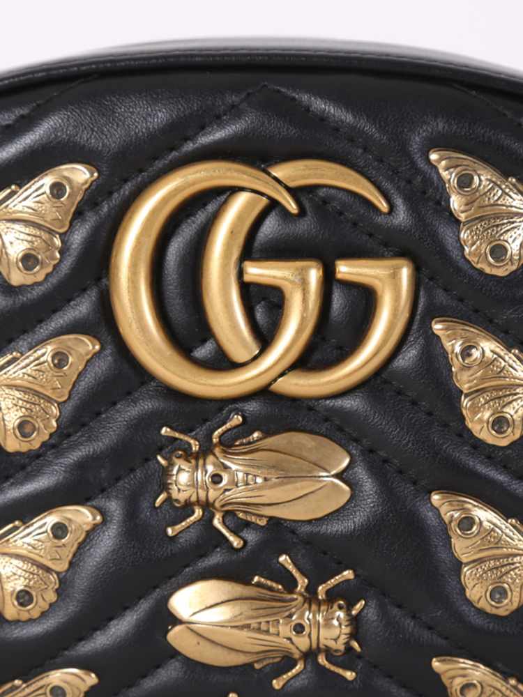 Gucci - GG Marmont Animal Studs Leather Belt Bag Black 85