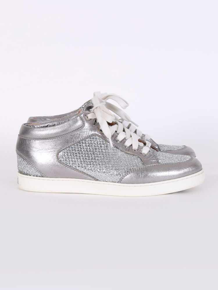 jimmy choo miami champagne glitter trainers