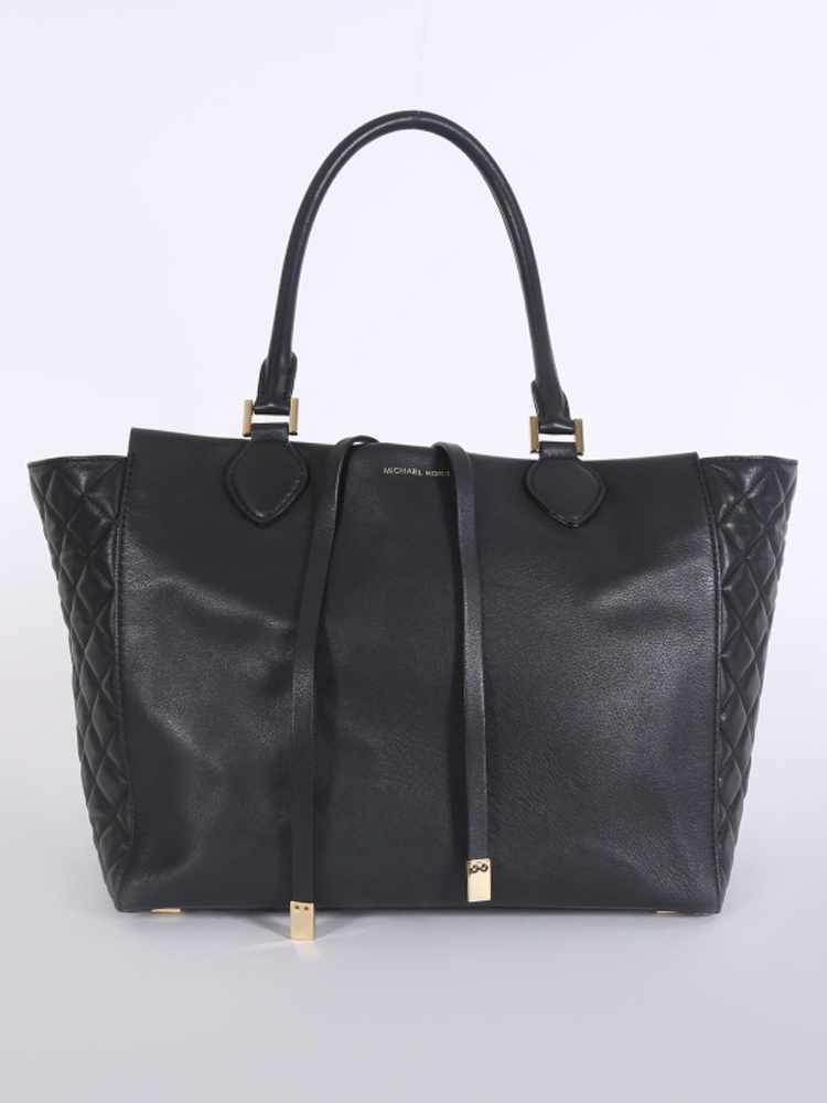 Michael Kors Miranda Large Quilted Side Calfskin Tote Black www.luxurybags.eu