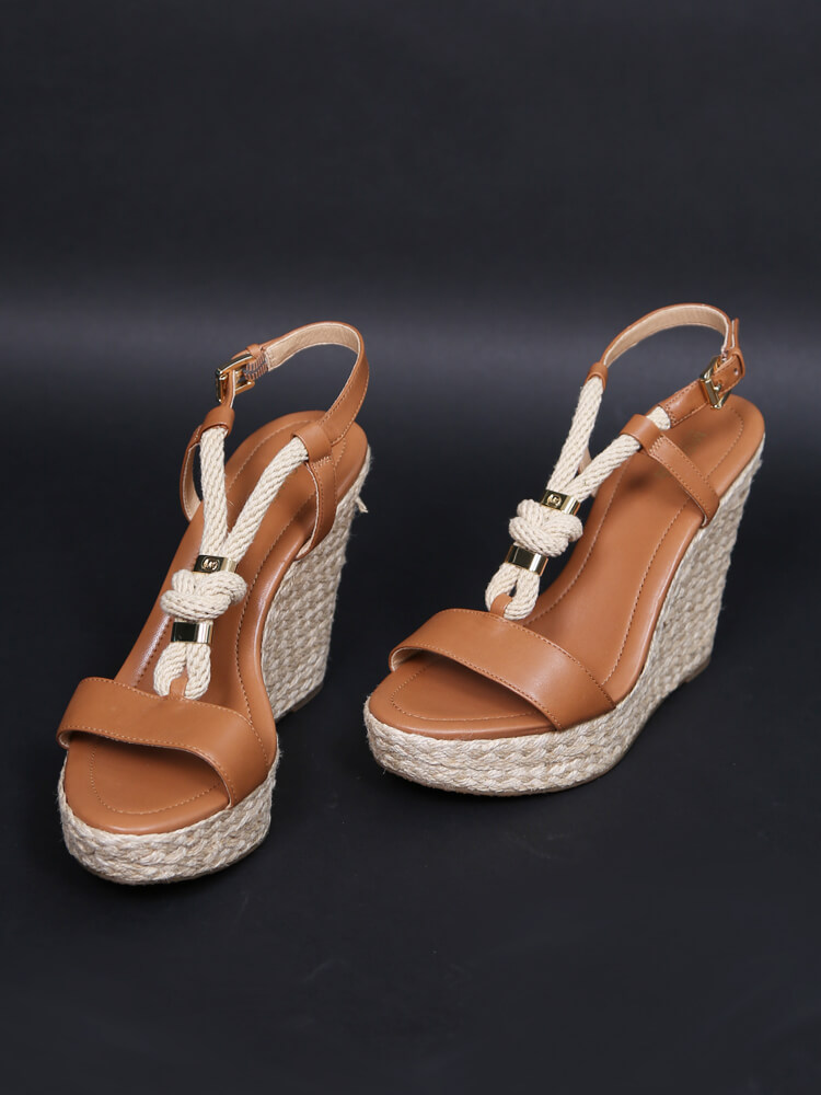 Michael kors brown leather wedges on sale