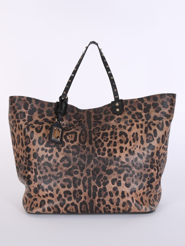 Dolce & Gabbana - Beatrice Leopard Print Leather Studded Shoulder Bag |  