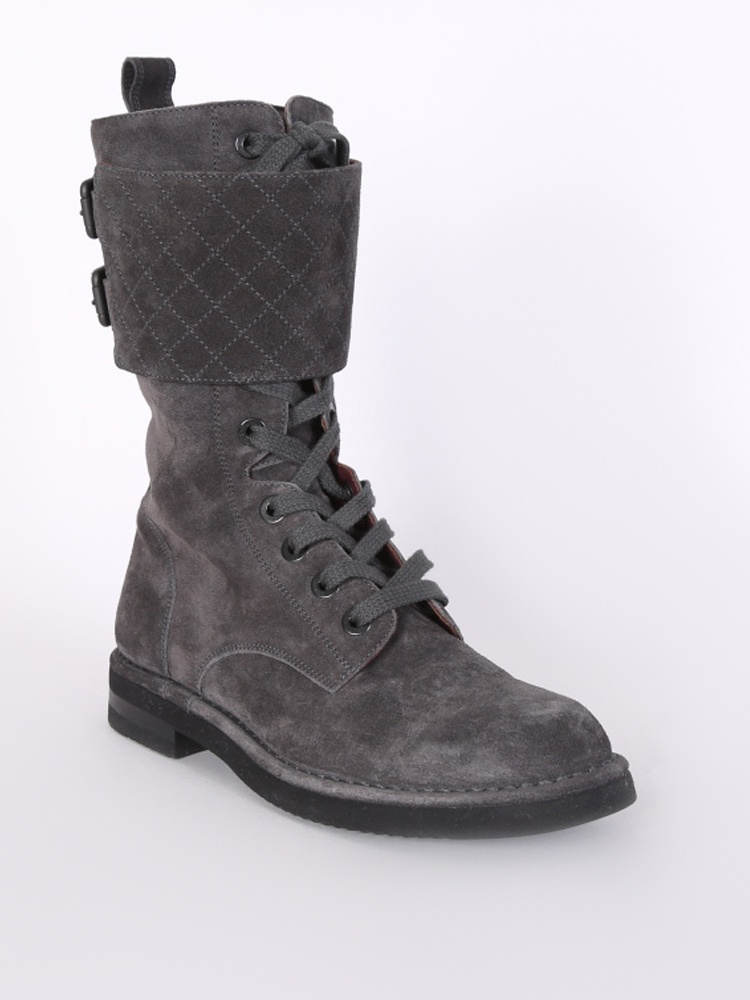 Grey suede cheap combat boots