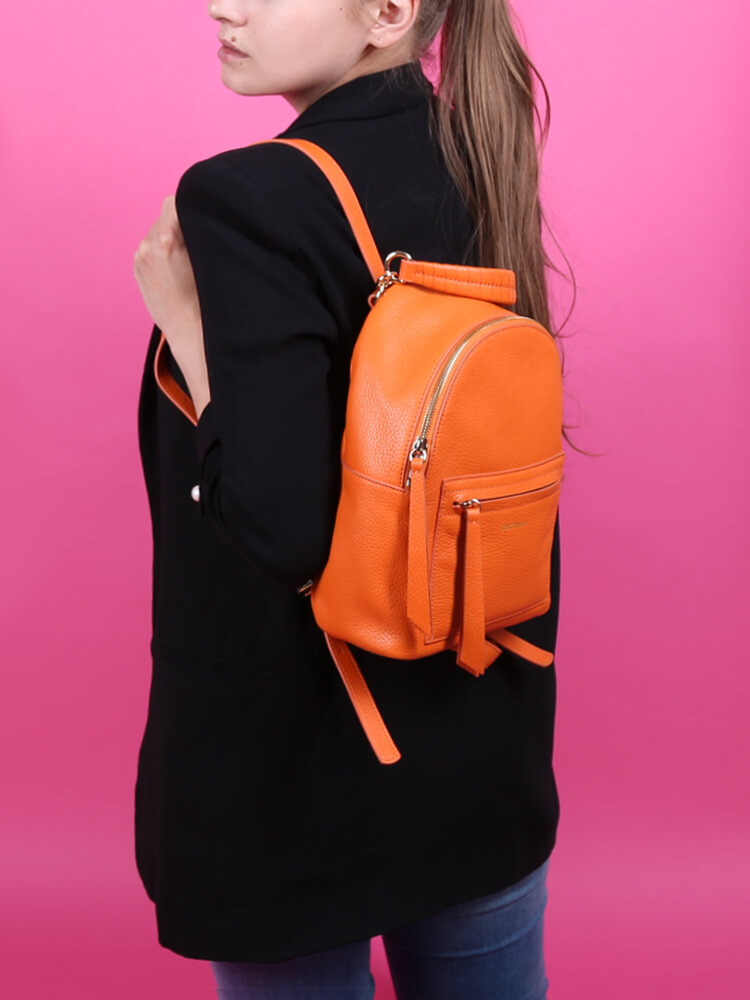 Coccinelle Azalea Small Leather Backpack Orange www.luxurybags.eu