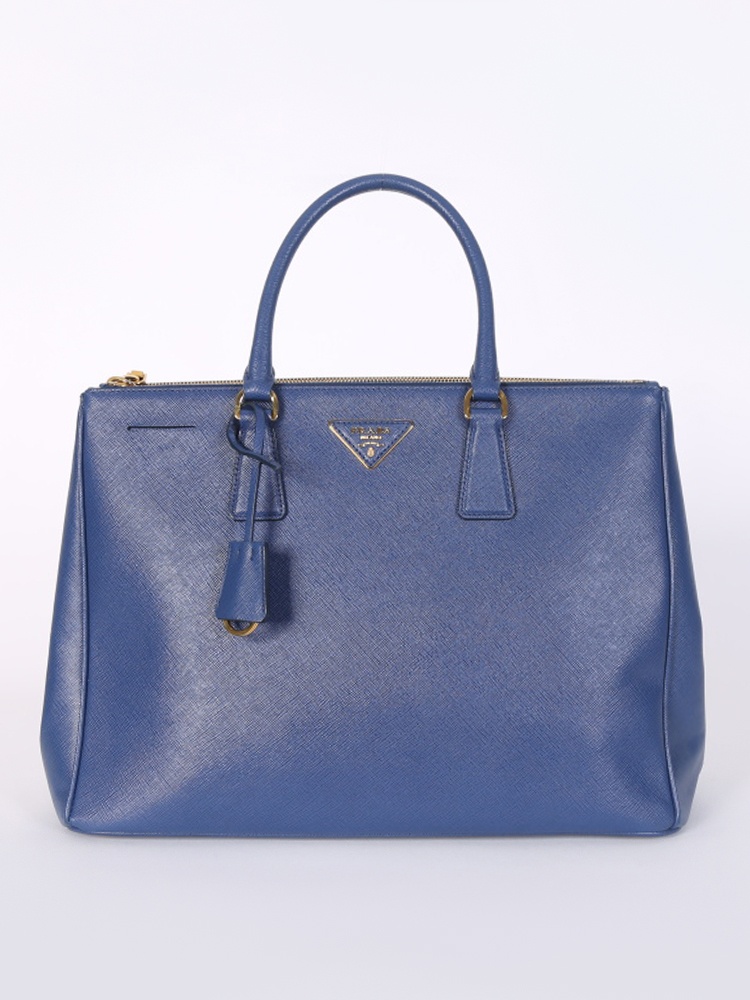 Prada Saffiano Leather Work Bag, Men, Bluette