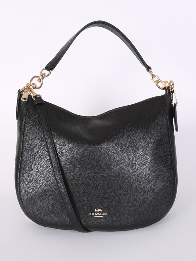 Coach Chelsea Pebble Leather Hobo Shoulder Bag Black www