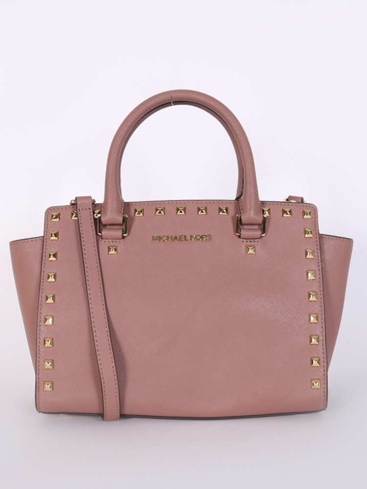 Michael Kors Selma Studded Saffiano Leather Tote Desert Rose www.luxurybags.eu