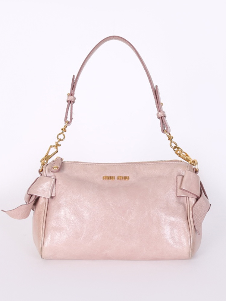 Miu Miu Pink Leather Bow Shoulder Bag Miu Miu