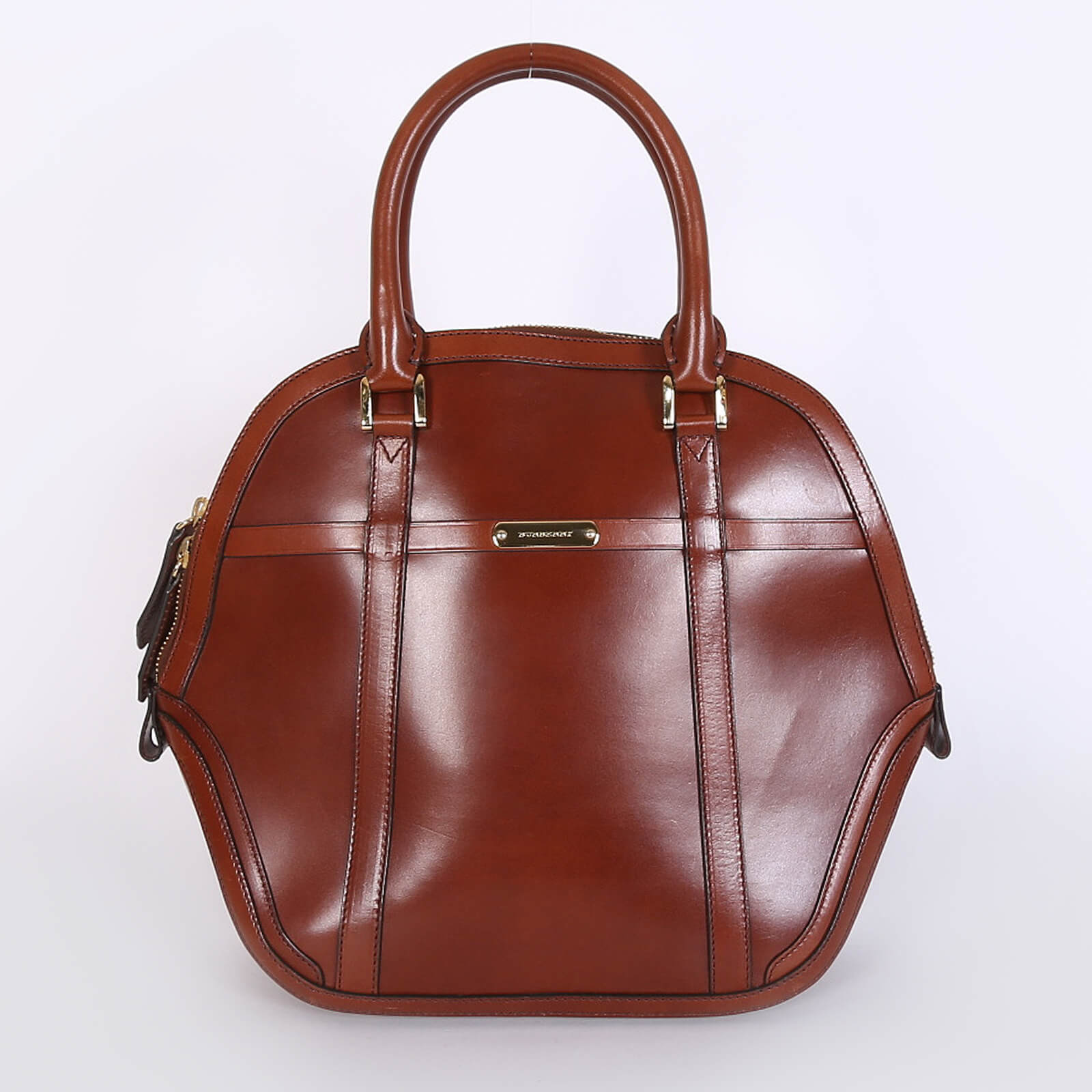 Burberry Orchard Smooth Leather Bowling Bag Brown www.luxurybags.eu