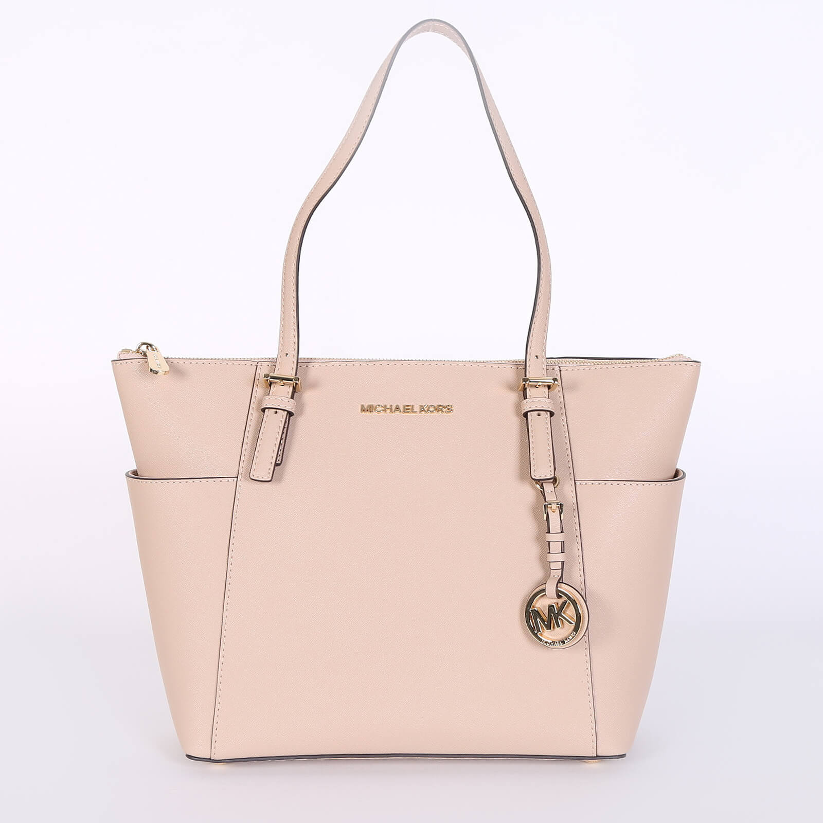 Michael Kors - Charlotte Large Saffiano Leather Top-Zip Tote Beige