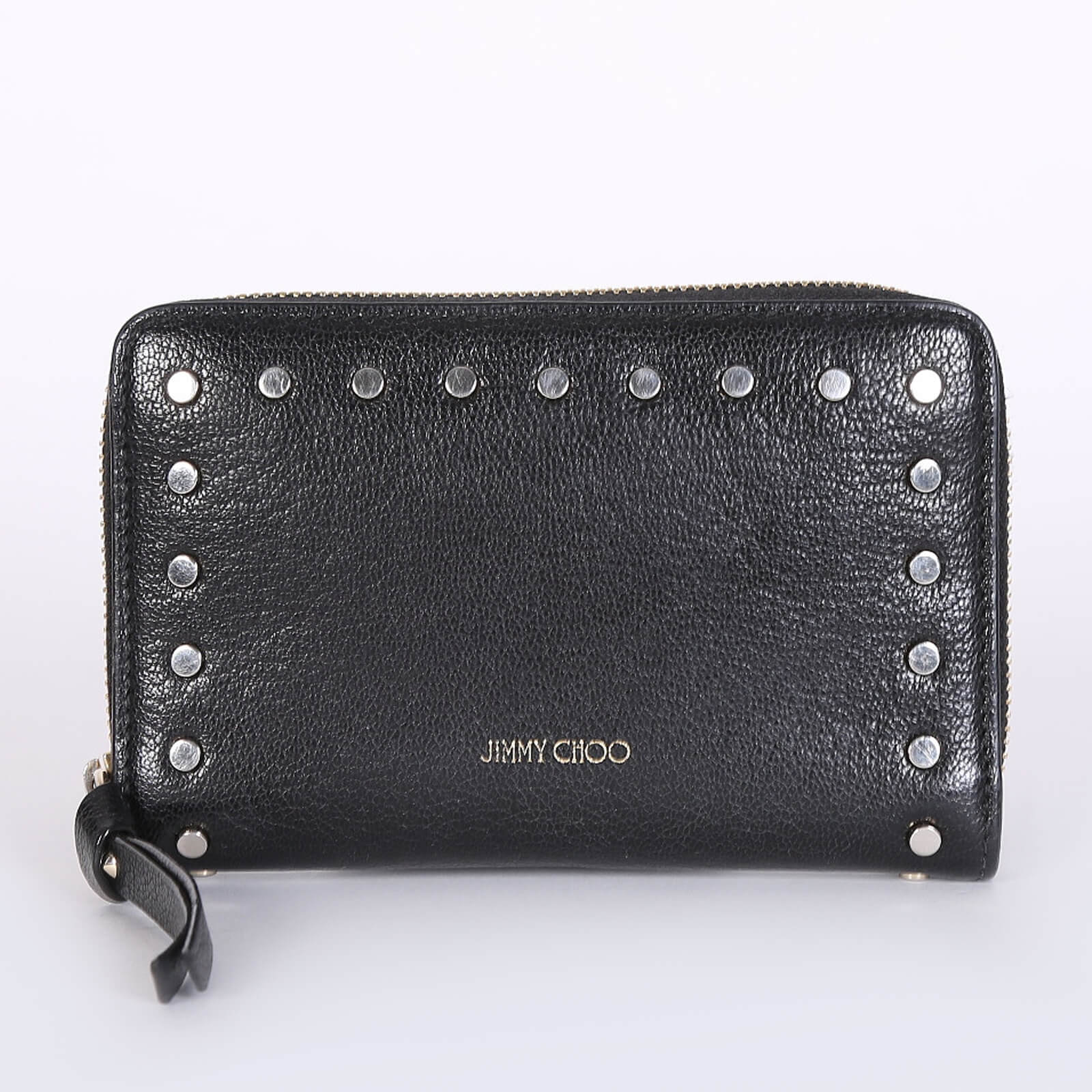 Jimmy Choo Pippa Small Round Studs Leather Zip Around Wallet Black www.luxurybags.eu