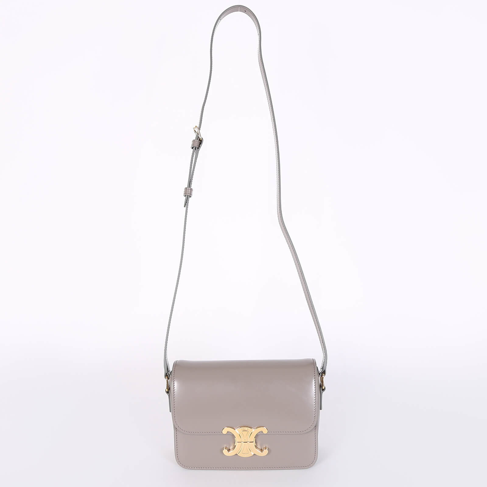 Celine Triomphe Teen Triomphe Bag in Shiny Calfskin 2022 Ss, Grey