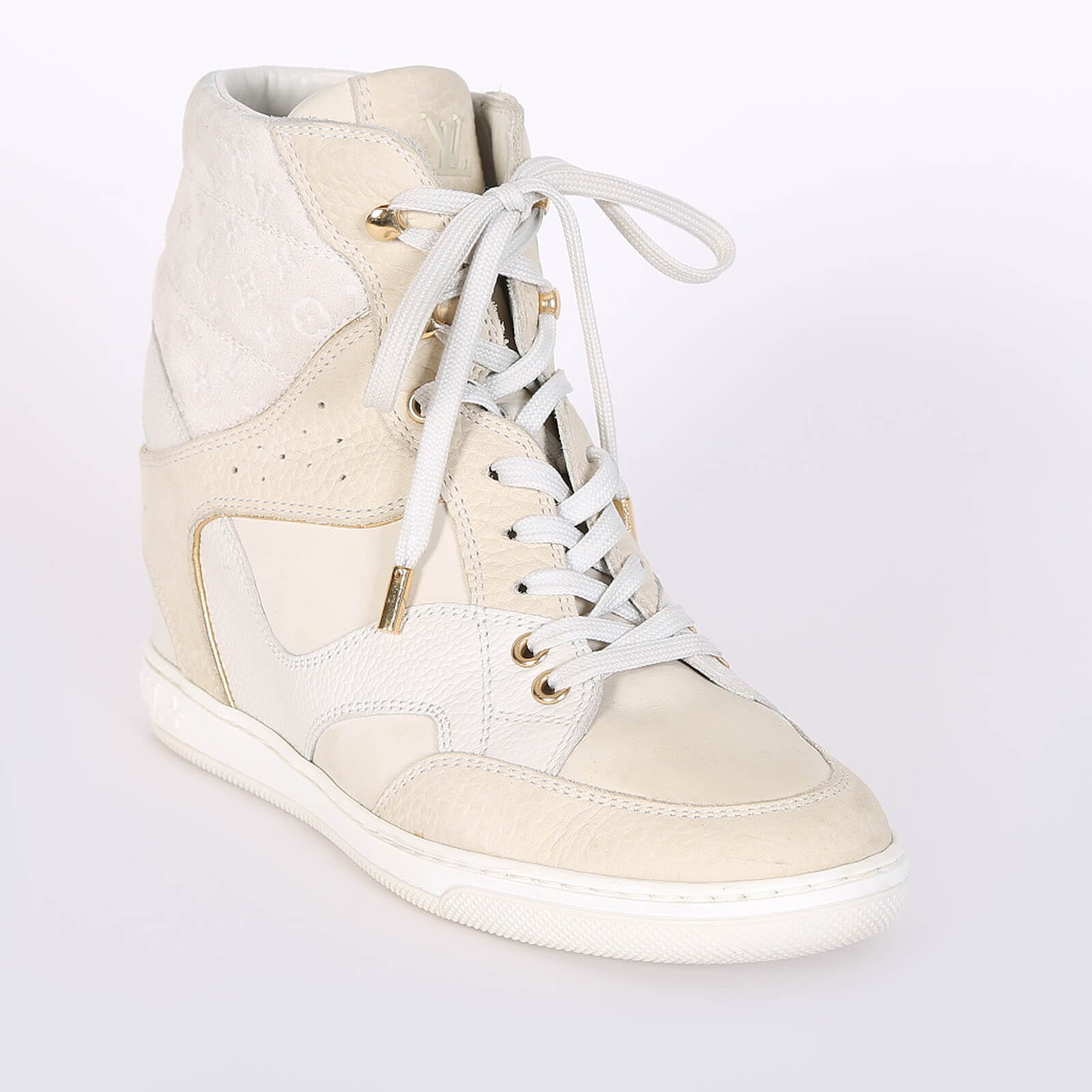 Louis Vuitton Beige Monogram Suede and Leather Cliff Top Sneaker Boots Size  38 Louis Vuitton