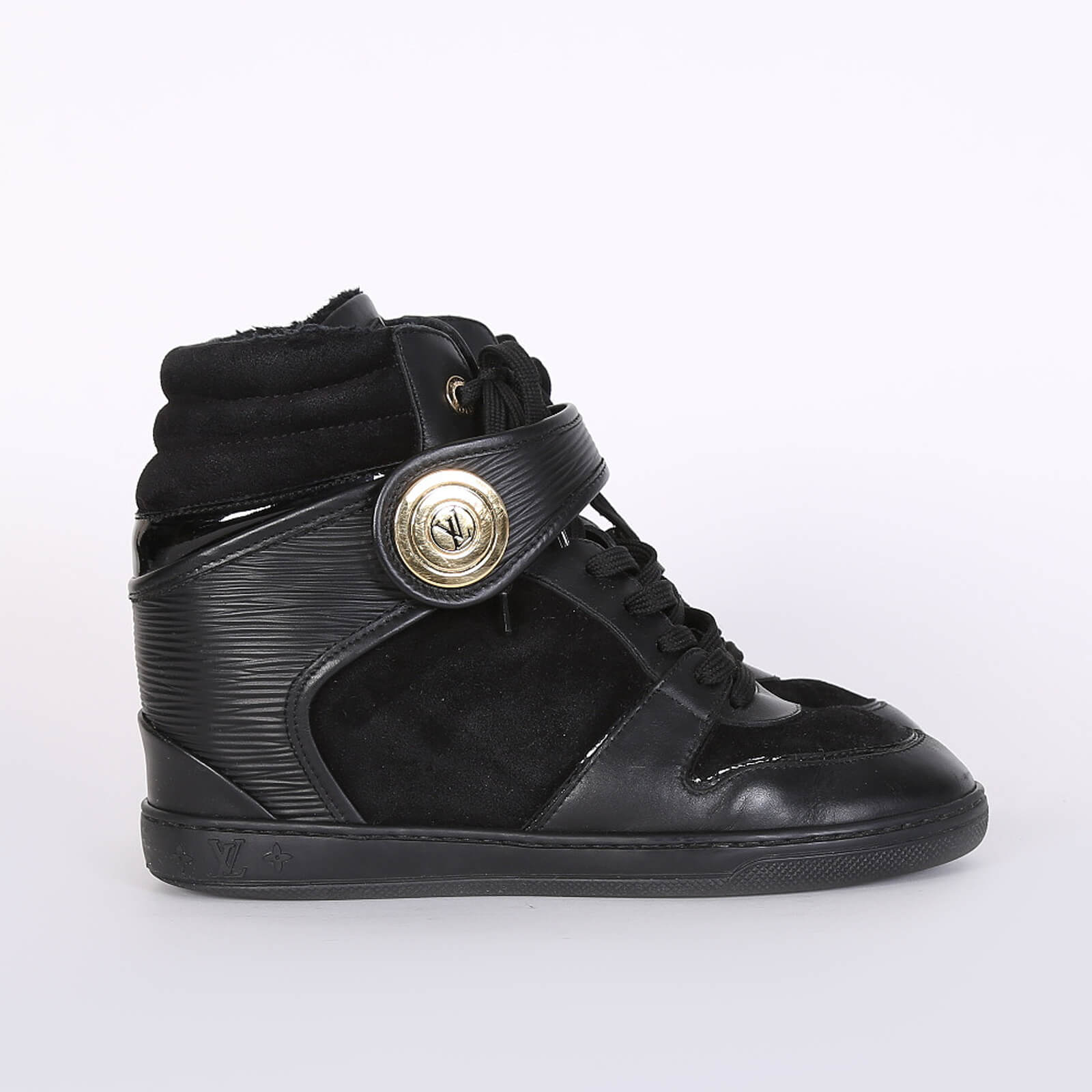 Louis Vuitton - Postmark Epi & Suede High Top Wedge Sneakers Noir 38