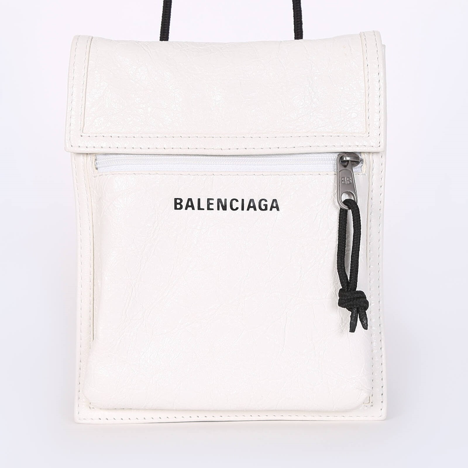 Balenciaga - Explorer Lambskin Small Pouch with Strap White | www