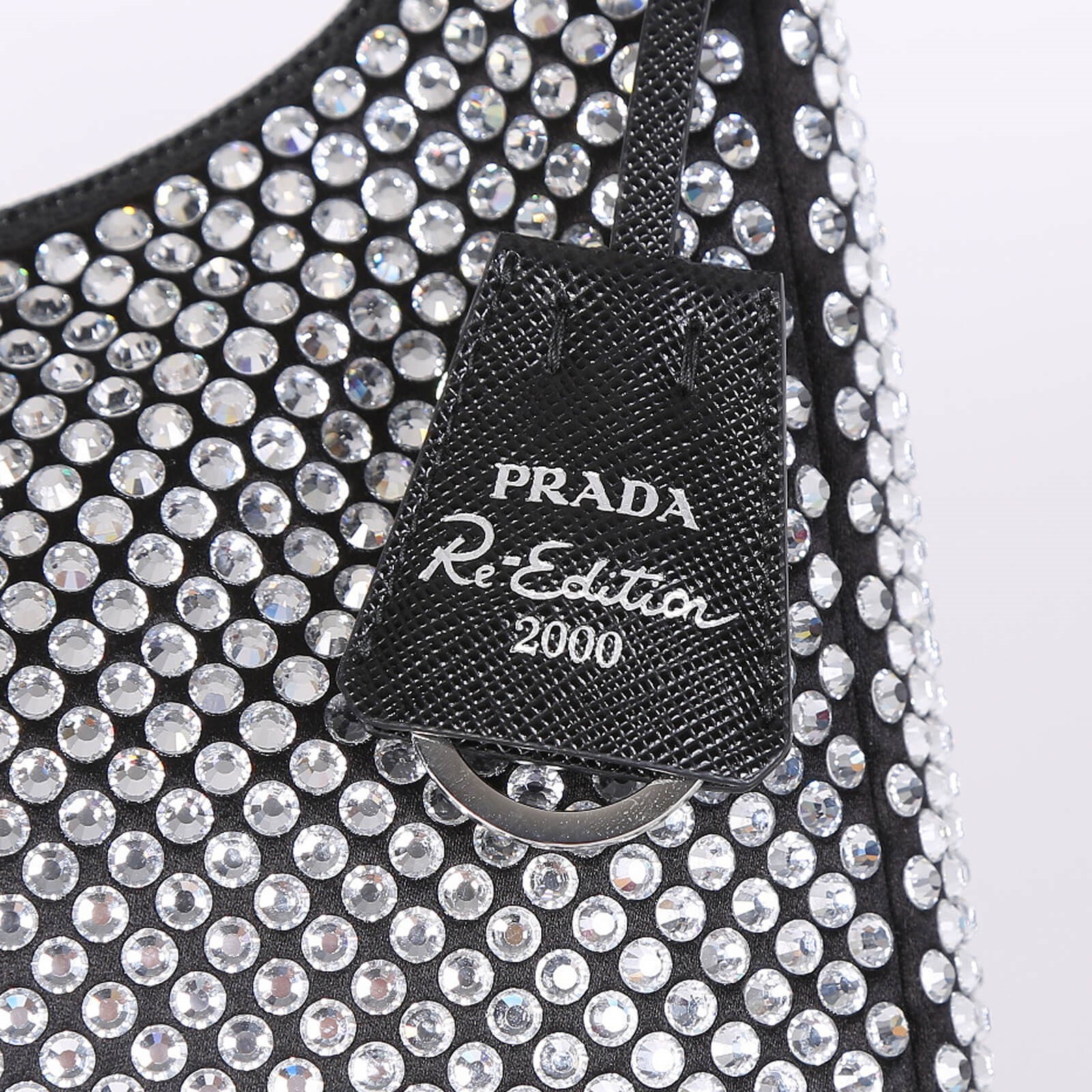 Prada Re-Edition 2000 Crystal Mini Bag Black in SATIN/SYNTHETIC CRYSTALS  with SILVER-TONE - US