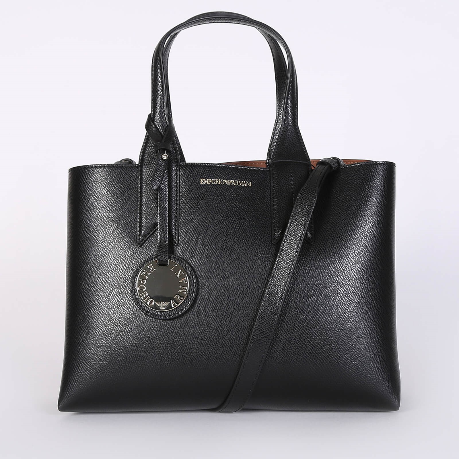 Emporio Armani Frida Eco Leather Handle Tote Black www.luxurybags.eu