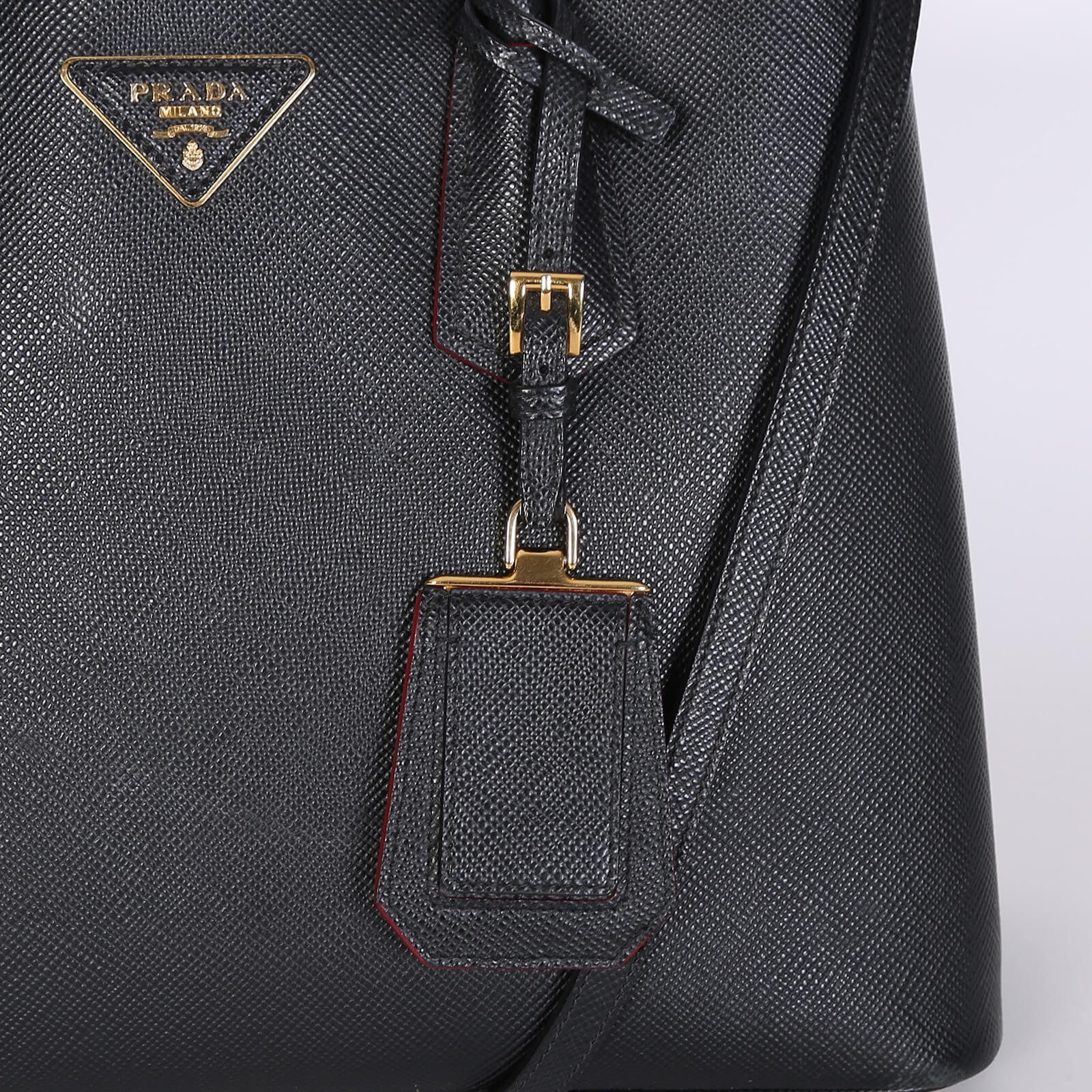 Prada Saffiano Cuir Double Bag, Black/Red (Nero+Ciliegia)
