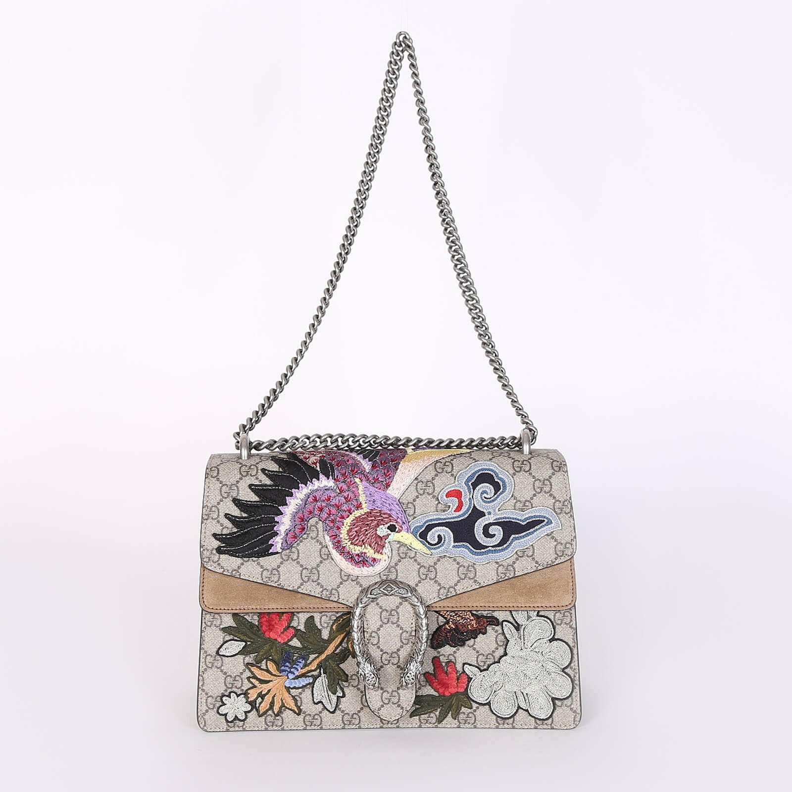 Gucci Dionysus Medium GG Supreme Bird Embroidered Shoulder Bag