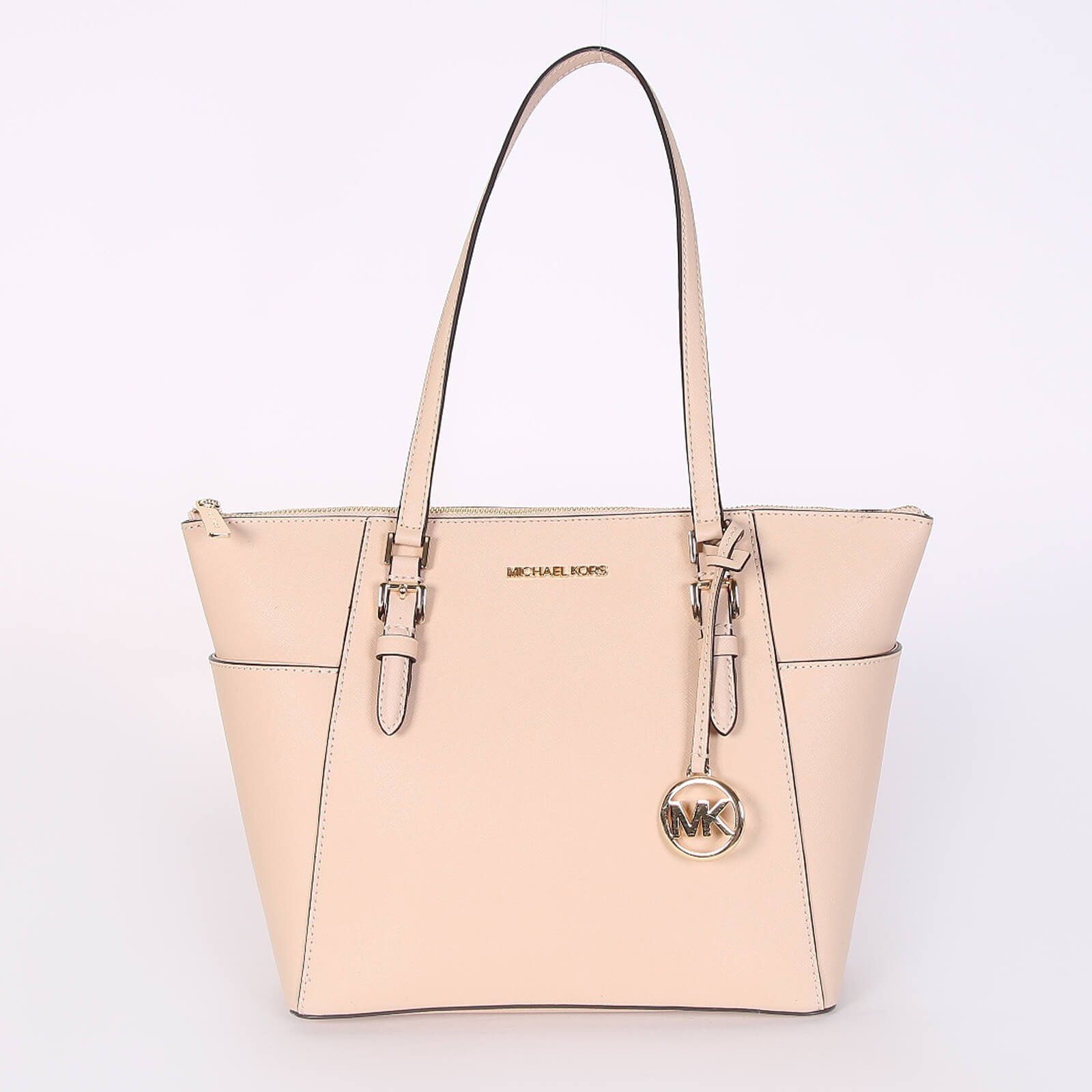 Michael Kors - Charlotte Large Saffiano Leather Top-Zip Tote Beige