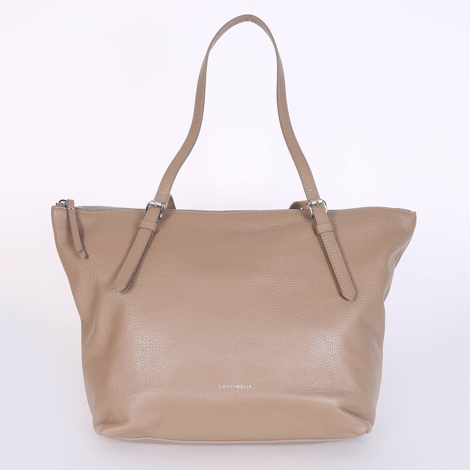 Coccinelle Alix Leather Shopping Shoulder Bag Beige www