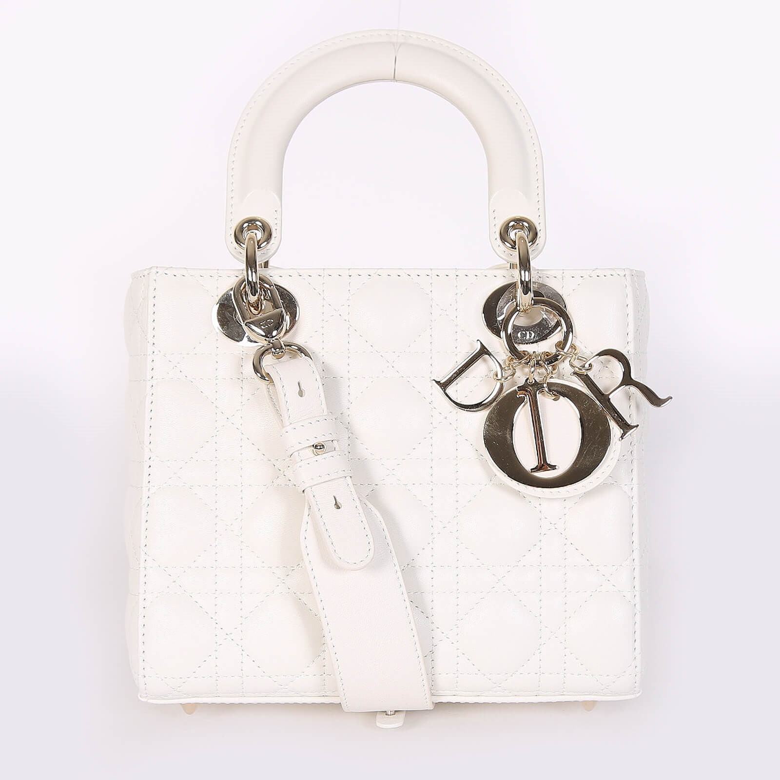Lady Dior Bag NEW (small / my abcdior) white latte cannage lambskin
