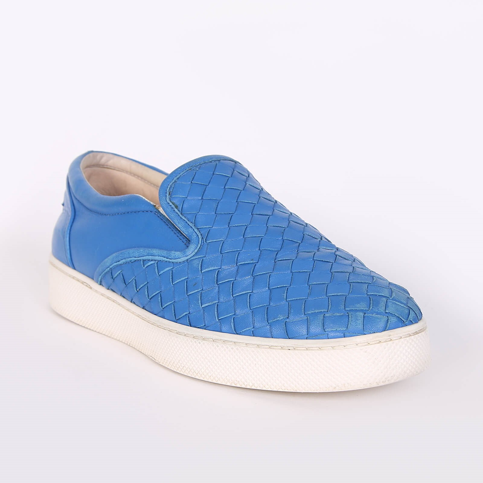 Bottega Veneta Dodger Intrecciato Leather Slip On Sneakers Royal Blue 40 www.luxurybags.eu